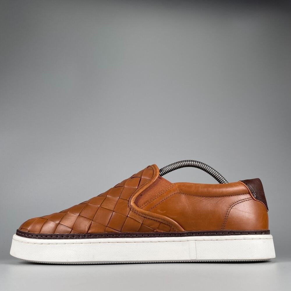 Allen Edmonds Alpha Men's 9 3E Brown Woven Leather Slip On Sneakers Casual GUC - Picture 7 of 11